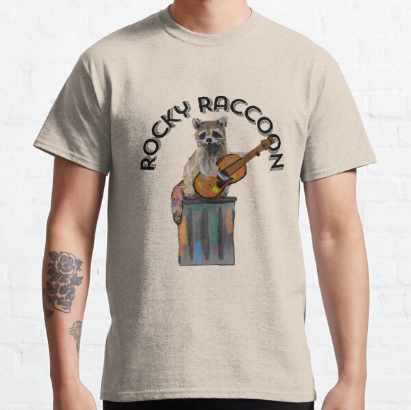 Rocky Raccoon Guitar playing Raccoon Beatles - text  Classic T-Shirt RB1512 product Offical beatles Merch